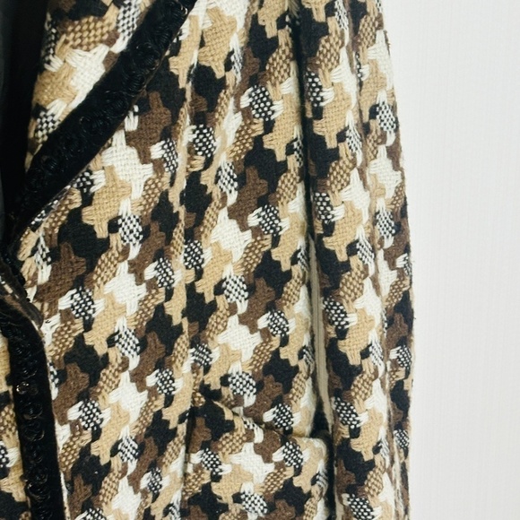 NINE West Vintage Brown Wool Houndstooth Luxury Coat SZ small - Picture 10 of 15
